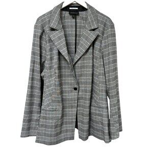 Lane Bryant Gray Plaid Single-Button Blazer